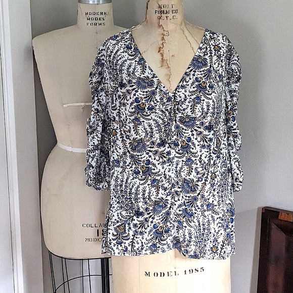 Veronica Beard 14 Henrieta Stretch Silk Floral Multi Blouse Top - Picture 3 of 10